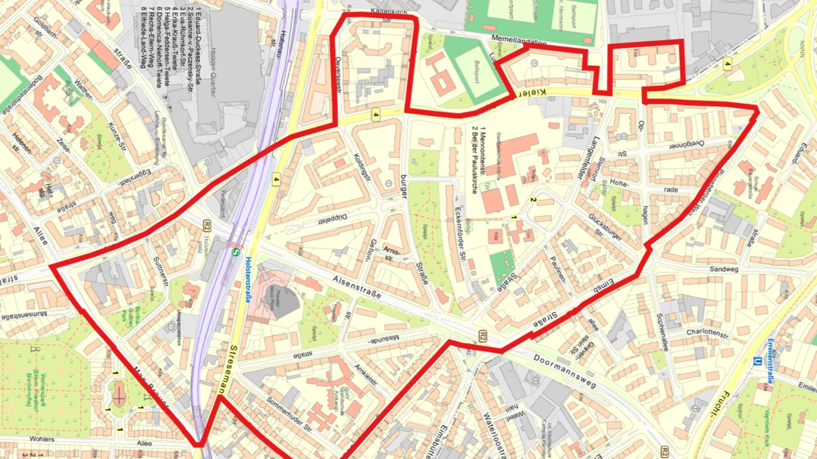 Karte des Stadtteils Altona-Nord
